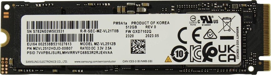 Накопичувач SSD Samsung m.2 NVMe 512GB PM9A1a 480 500 (MZVL2512HDJD-00B07) MZVL2512HDJD-00B07 фото