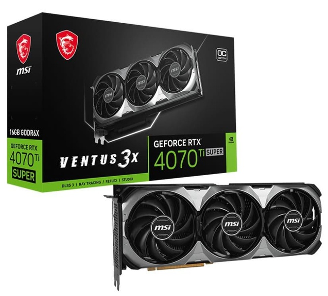 Видеокарта MSI RTX 4070 Ti SUPER 16G VENTUS 3X OC (RTX 4070 Ti SUPER 16G VENTUS 3X OC) (GDDR6X, 256 bit, PCI-E 4.0 x16) RTX 4070 Ti SUPER 16G VENTUS 3X OC фото