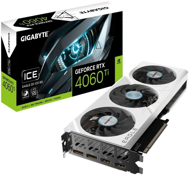 Відеокарта Gigabyte RTX 4060 8G Eagle OC ICE (GV-N4060EAGLEOC ICE-8GD) (GDDR6, 128 bit, PCI-E 4.0 x8) GV-N4060EAGLEOC ICE-8GD фото