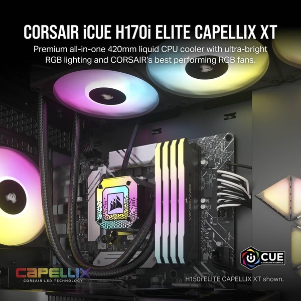 СВО Corsair iCUE H170i Elite Capellix XT Liquid CPU Cooler, (CW-9060071-WW) CW-9060071-WW фото