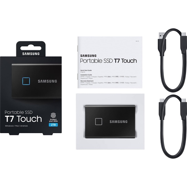 Накопитель SSD Samsung SSD 2TB USB 3.2 Gen 2 T7 Touch Black (MU-PC2T0K/WW) MU-PC2T0K/WW фото