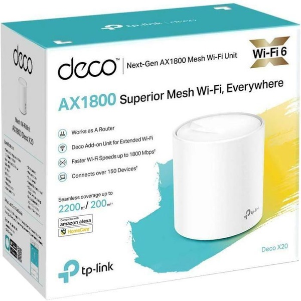 MESH-система TP-Link mesh Deco X20 AX1800 1Pc White 802.11ax (Deco X20 (1-PACK)) Deco X20 (1-PACK) фото