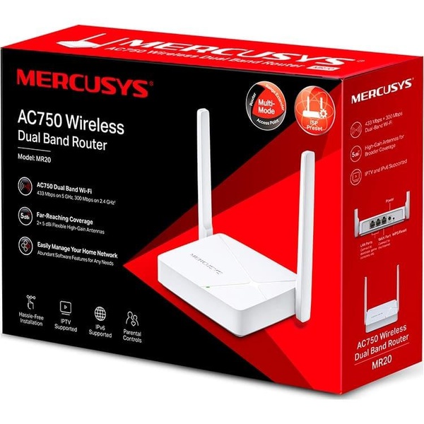 Маршрутизатор Mercusys MR20 AC750, 2xFE LAN, 1xFE WAN MR20 фото