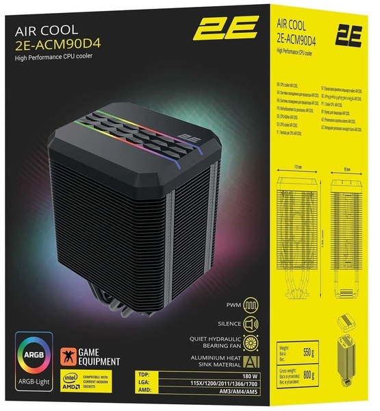 Кулер для процессора 2E GAMING AIR COOL (ACM90D4) RGB 1700 (2E-ACM90D4) 2E-ACM90D4 фото