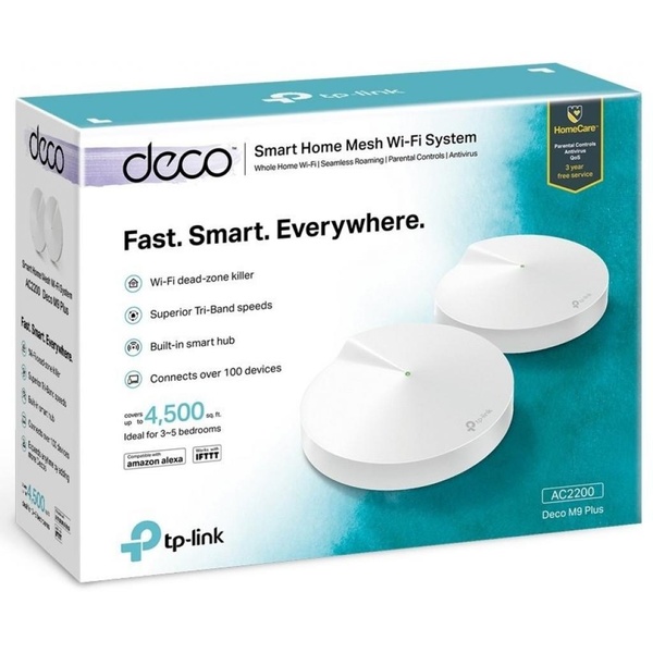 MESH-система TP-Link mesh Deco M9 Plus AC1300 2Pcs White 802.11ac (DECO-M9-PLUS-2-PACK) DECO-M9-PLUS-2-PACK фото