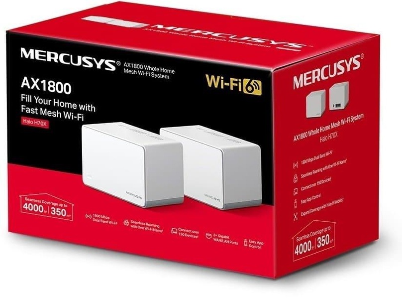 MESH-система Mercusys mesh Halo H70X AX1800 2pcs White 802.11ax (Halo H70X(2-pack)) Halo H70X(2-pack) фото