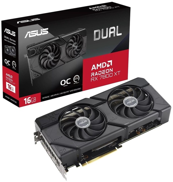 Видеокарта ASUS AMD Radeon RX 7800 XT 16GB DUAL OC (DUAL-RX7800XT-O16G) (GDDR6, 256 bit, PCI-E 4.0 x16) DUAL-RX7800XT-O16G фото